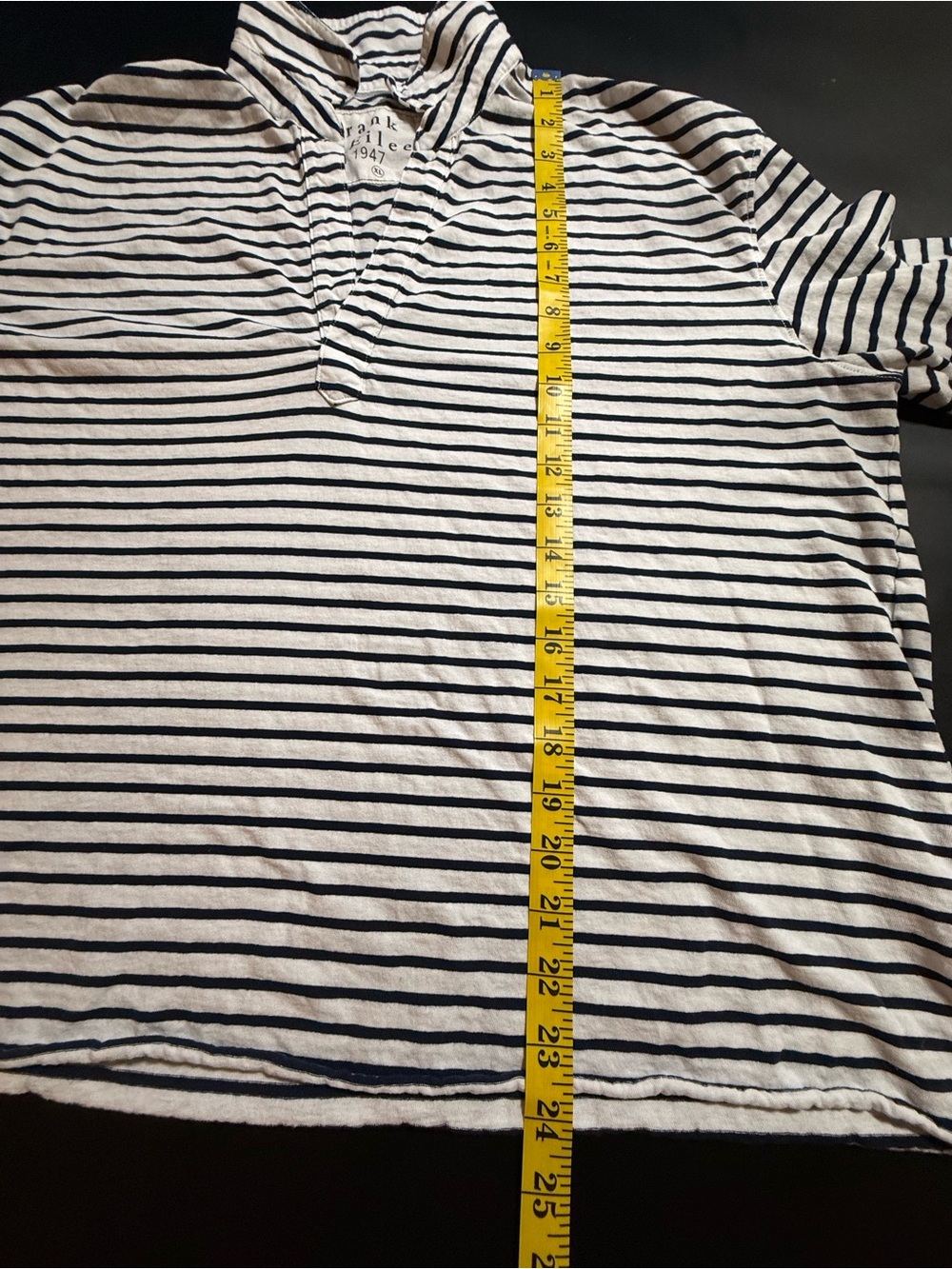 Frank & Eileen Patrick Popover Henley Striped Black and White Size XL - Picture 5 of 10